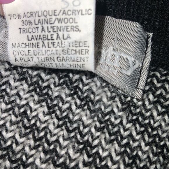 vintage 80s 90s eaton knit sweater stripe‎ checkered patchwork nylon wool blend - Picture 6 of 8